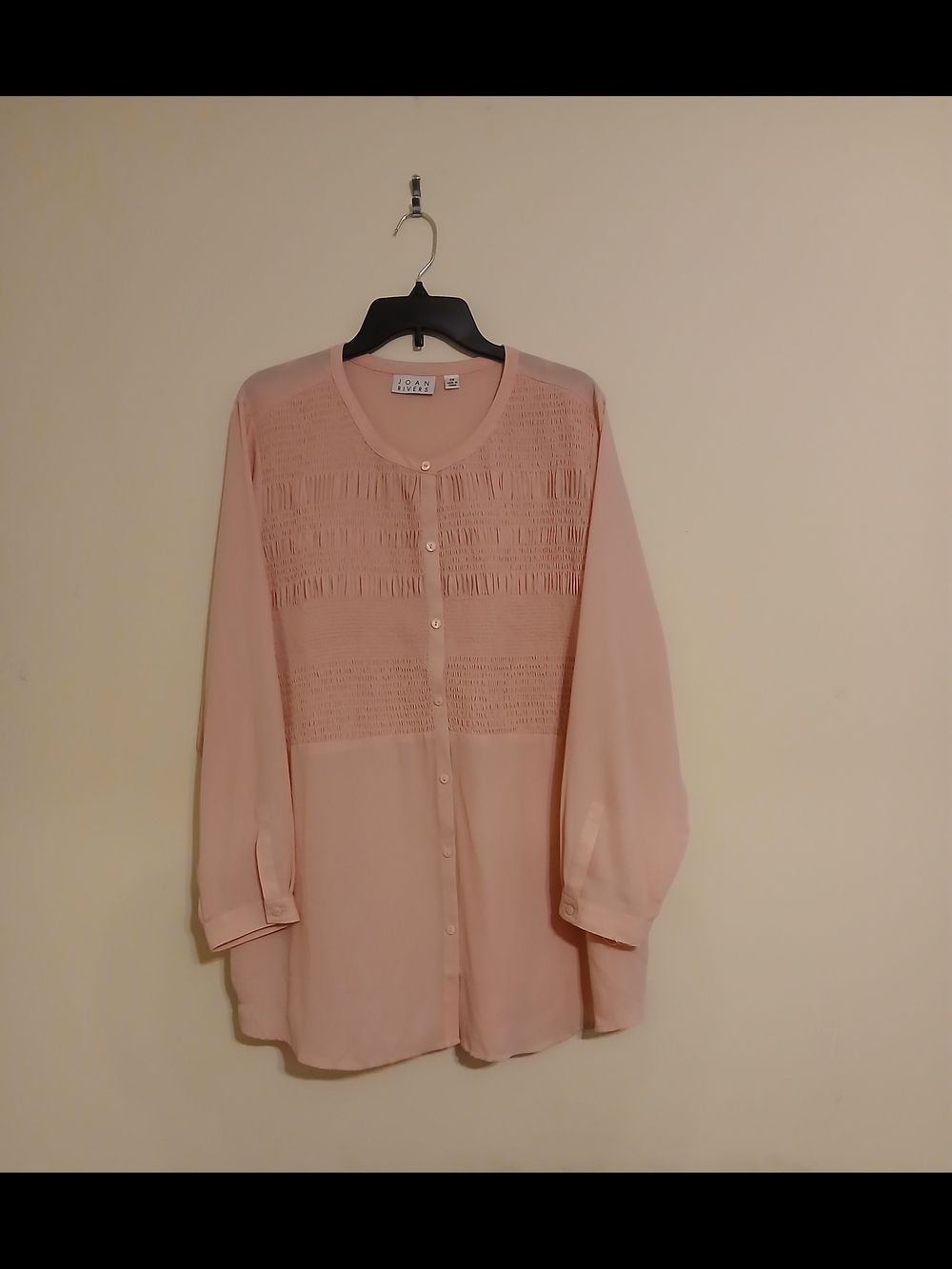 Joan Rivers Pale Pink Button-Front Blouse